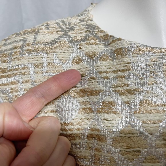 Rachel Roy Size 4 Metallic Embroidered Crewneck Capped Sleeve Belted  Dr… - Picture 11 of 12